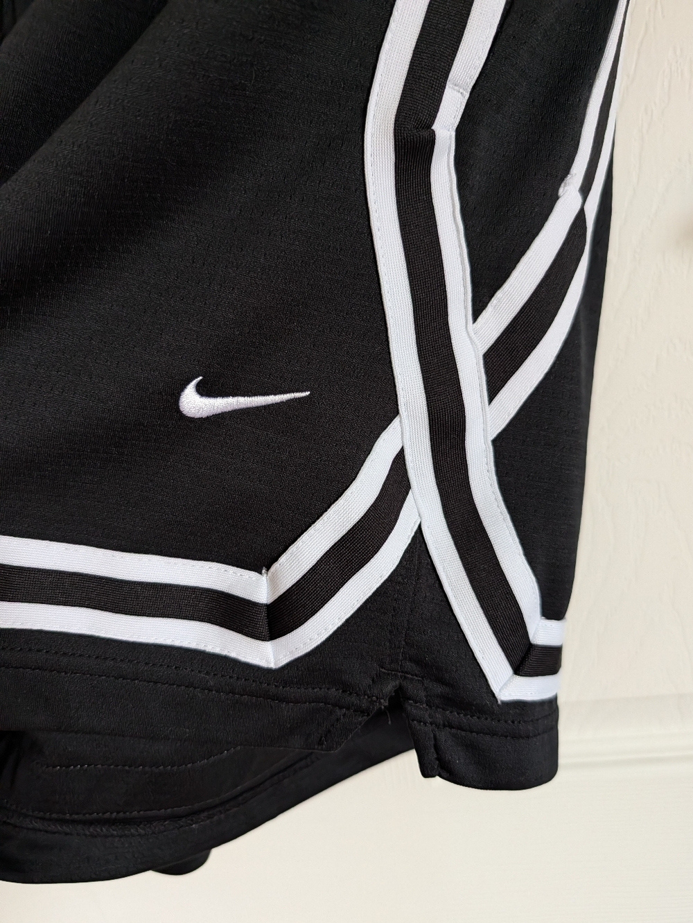 Nike Black Athletic Shorts with White Stripe Detail Size M